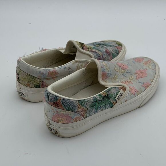 Vans Women's Floral Canvas Slip-On Sneakers - Pink and blue floral mixed media - Picture 9 of 12